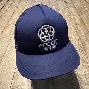 NWOT VTG Epcot Center Hat Disney Mesh Trucker Snapback Navy Blue Cap USA